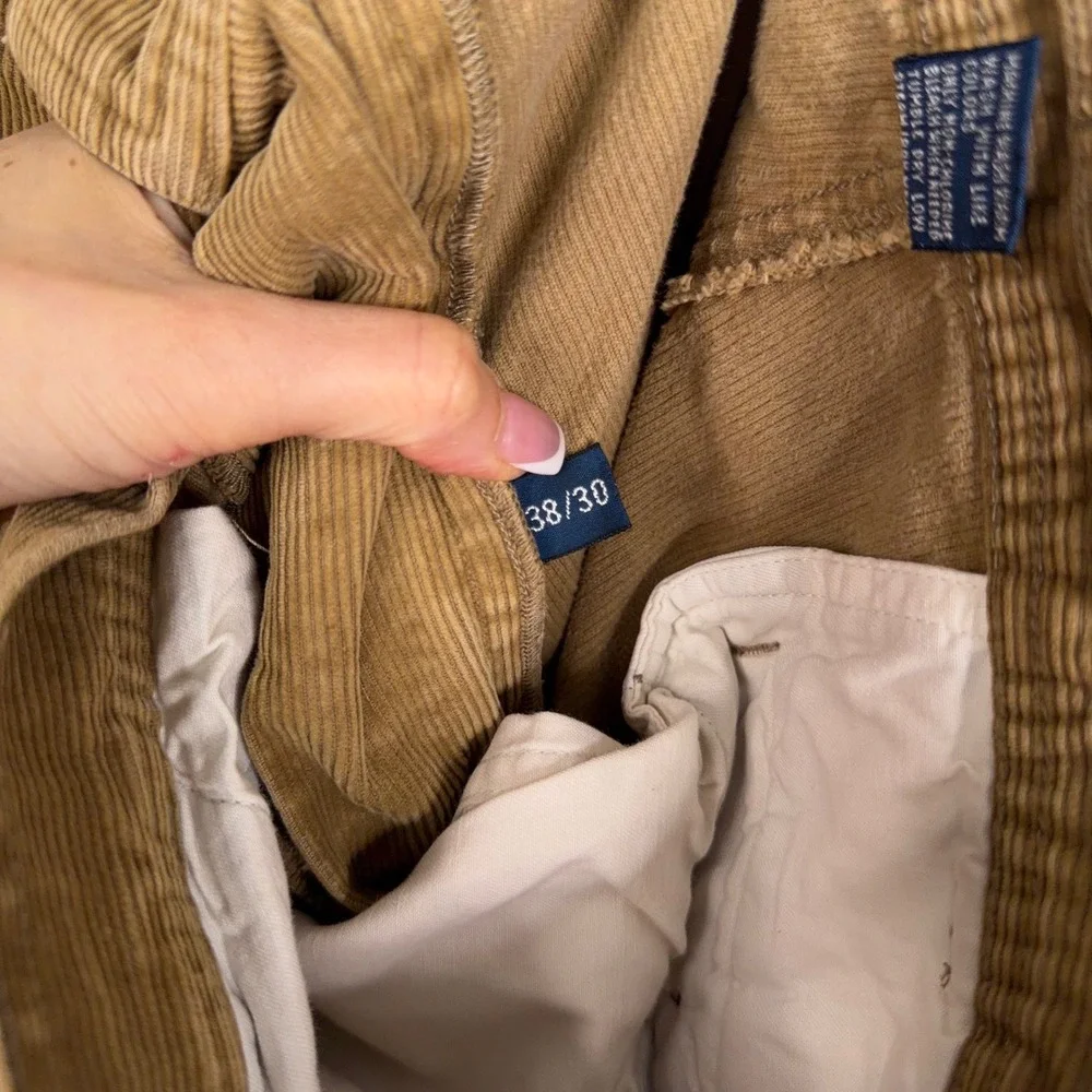 Vintage Polo Ralph Lauren Pants Mens 38/30 Tan Corduroy Utility Cargo Gorpcore